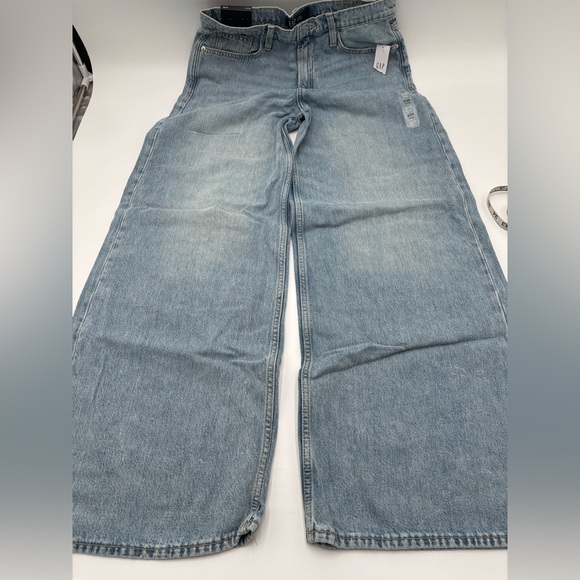 GAP Denim Baggy Jeans 6/28L Mid Rise Wide Leg Light Wash Cotton - Picture 7 of 9